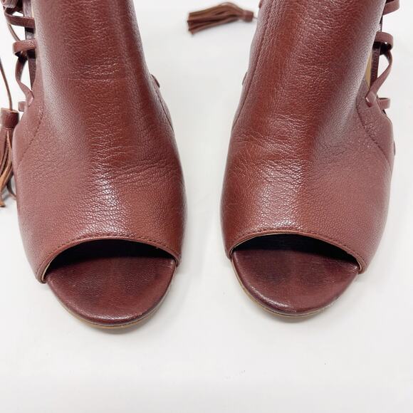 Banana Republic Womens 6.5 Brown Leather Deborah Lace Up Heels Cognac Gladiator - Picture 6 of 12